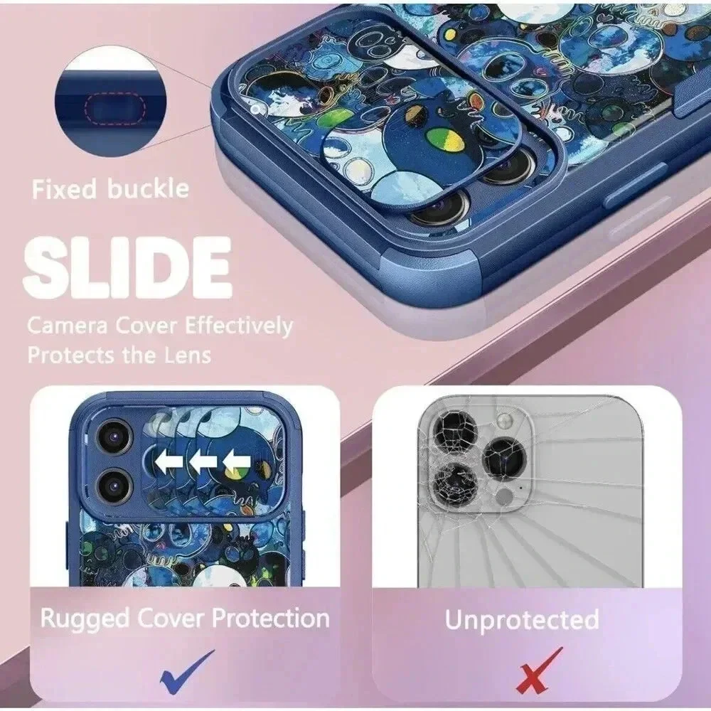 Designer Skull Heavy Duty Case for iPhone 13 Pro Max with Slide Camera Protector